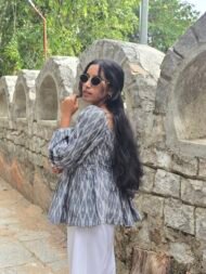 Asmi – Grey Pochampally Ikat Flared Top