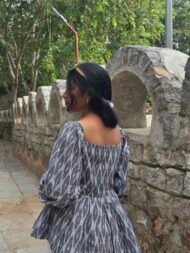 Asmi – Grey Pochampally Ikat Flared Top - Image 6