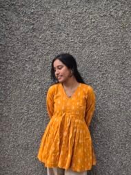 Manjari – Mustard Pochampally Ikat Peplum Kurti
