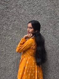 Manjari – Mustard Pochampally Ikat Peplum Kurti - Image 3
