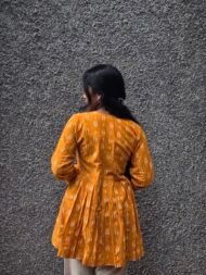 Manjari – Mustard Pochampally Ikat Peplum Kurti - Image 2