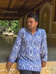 Baadal – Blue Pochampally Ikat Short Kurta