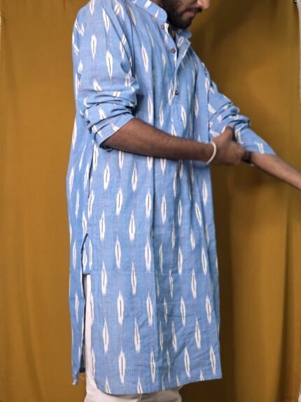 DIVIT- The Sky-Blue Ikat Kurta