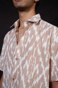 KORA - Dark cream Pochampally ikat half sleeve shirt - Image 4