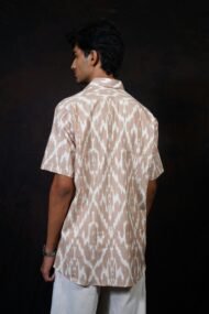 KORA - Dark cream Pochampally ikat half sleeve shirt - Image 5